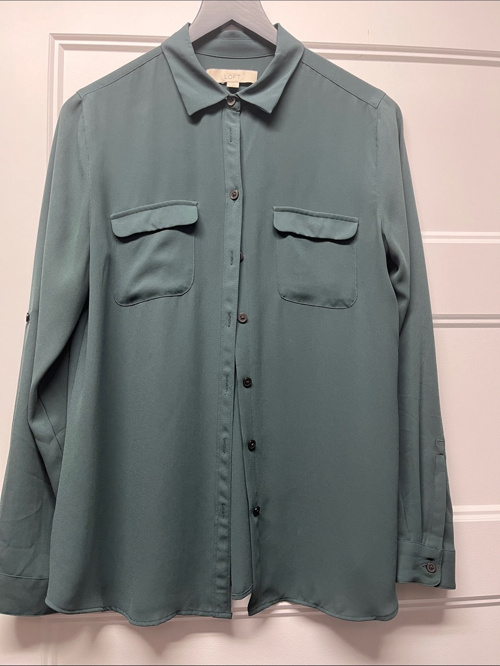 LOFT Mens Seafoam Green Button-Down Shirt